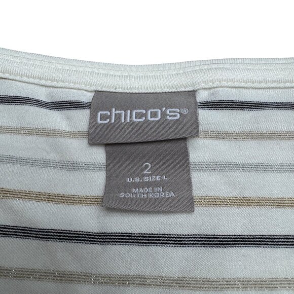 Chico's Women's Metallic Stripe Long Sleeve Top, Size 2 (US L) - Picture 6 of 8